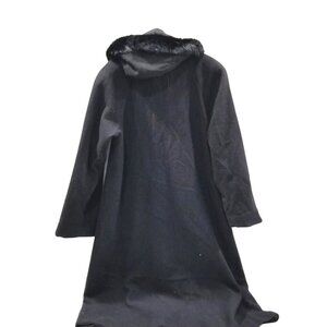 DONNYBROOK Black Wool‎ Blend Fur-Trim Hooded Cape Coat Size 8